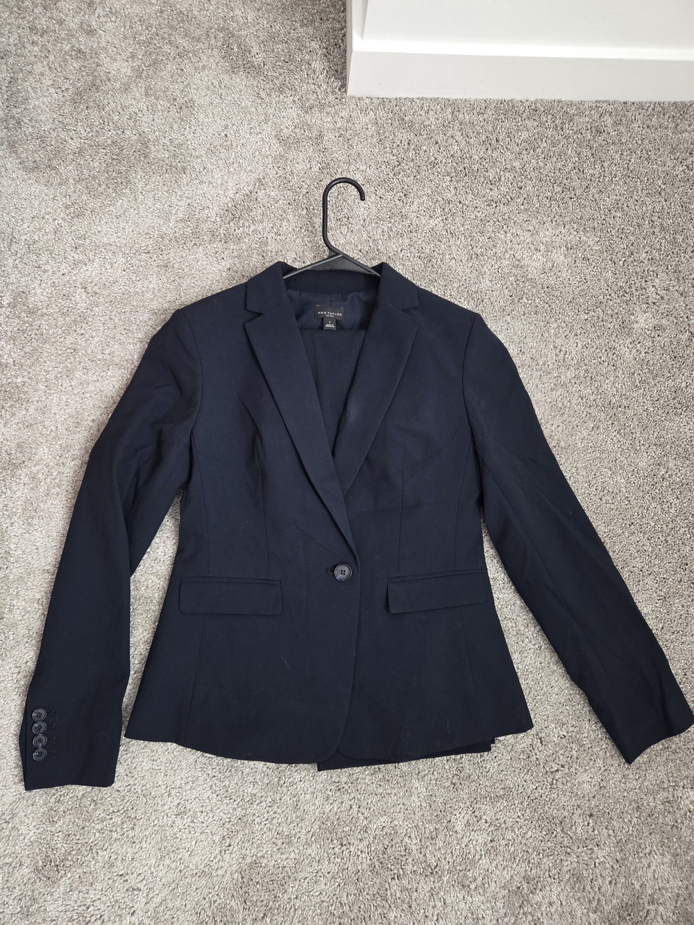 Ann Taylor Factory Navy Single-Button Tailored Suit
